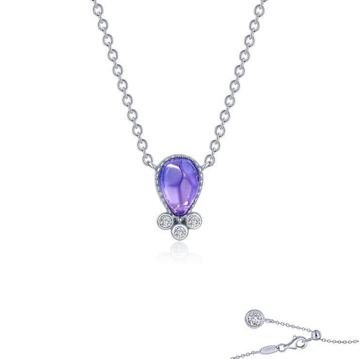 LAFONN - STERLING SILVER PURPLE SAPPHIRE & SIMULATED DIAMOND PENDANT