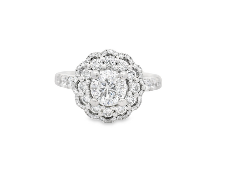Double Halo Engagement Ring
