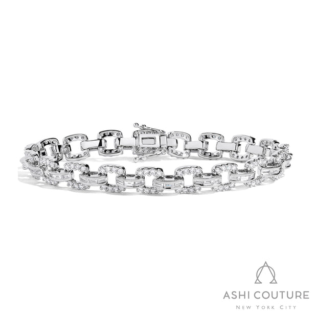 Couture Baguette & Round Link Diamond Bracelet