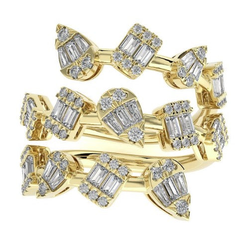3 Row Diamond Cluster Bypass Ring