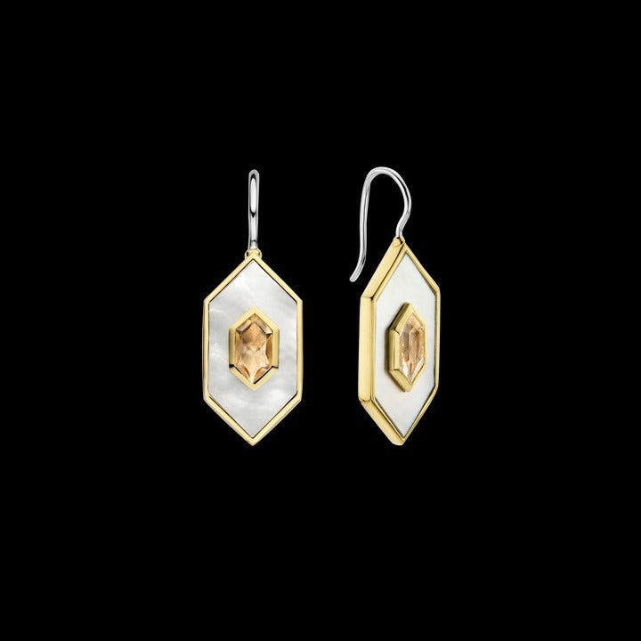 TI SENTO – HEXAGON MOTHER OF PEARL DANGLE EARRINGS