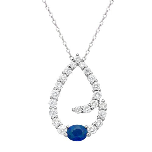 Sapphire & Diamond Pear Pendant