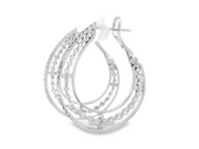 Triple Row Diamond Hoop Earrings