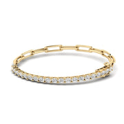Half Diamond Tennis Bracelet on Paperclip Chain