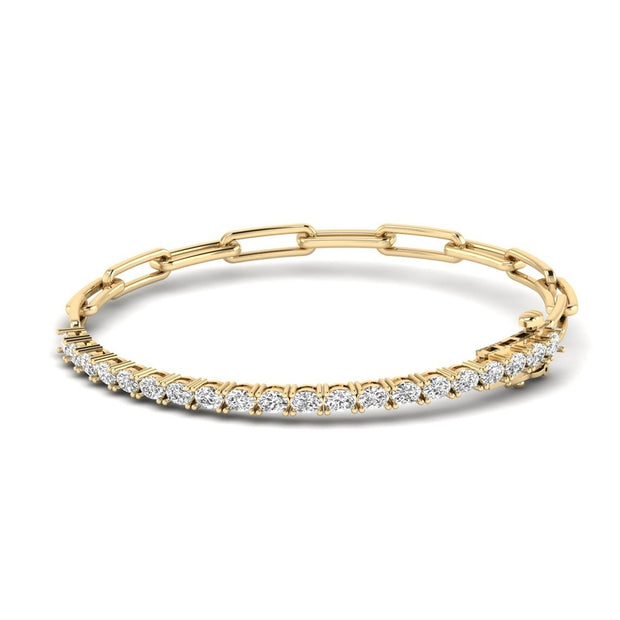 Half Diamond Tennis Bracelet on Paperclip Chain