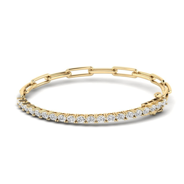 Half Diamond Tennis Bracelet on Paperclip Chain