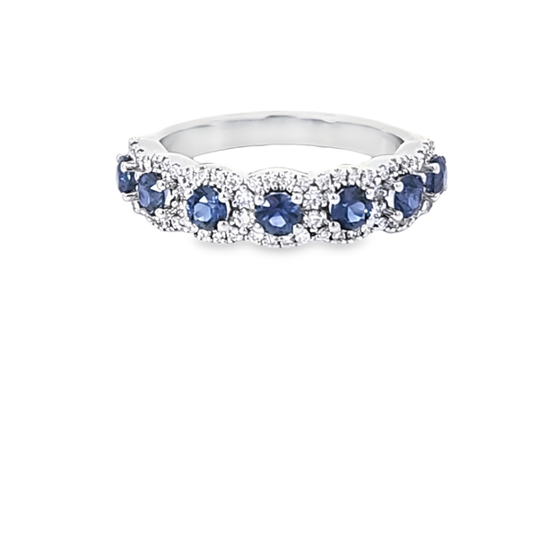 SAPPHIRE & DIAMOND HALO RING