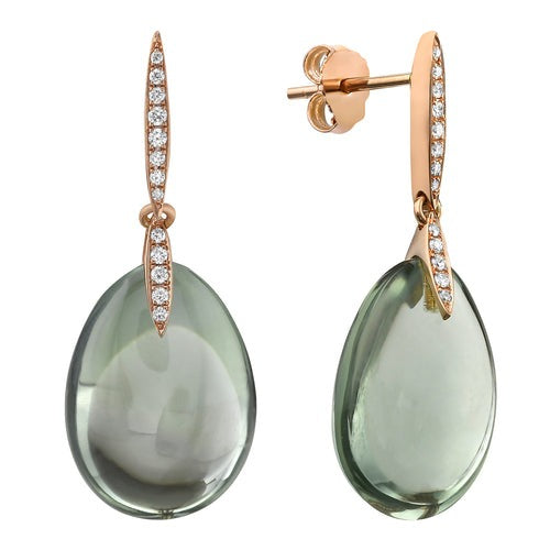 Green Amethyst & Diamond Earrings