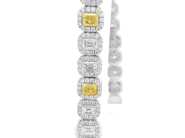 Yellow & White Diamond Tennis Bracelet - 11 Ct