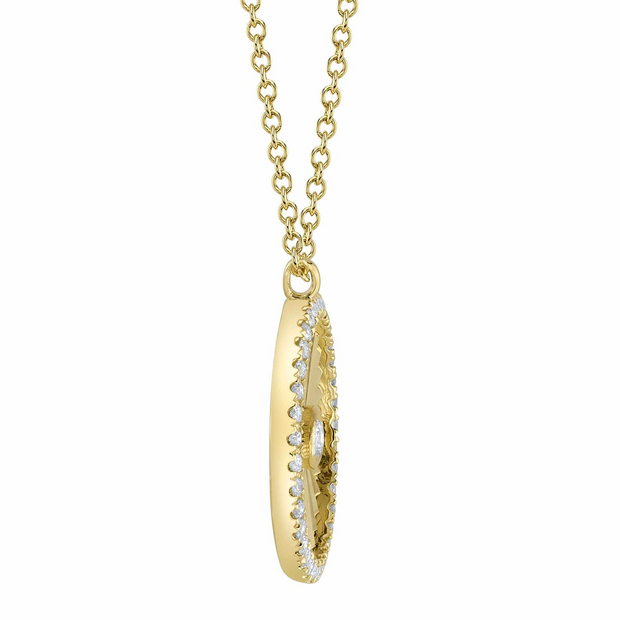 Shy Creation - Diamond Ribbed Circle Necklace