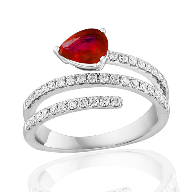 Ruby & Diamond Three Row Ring