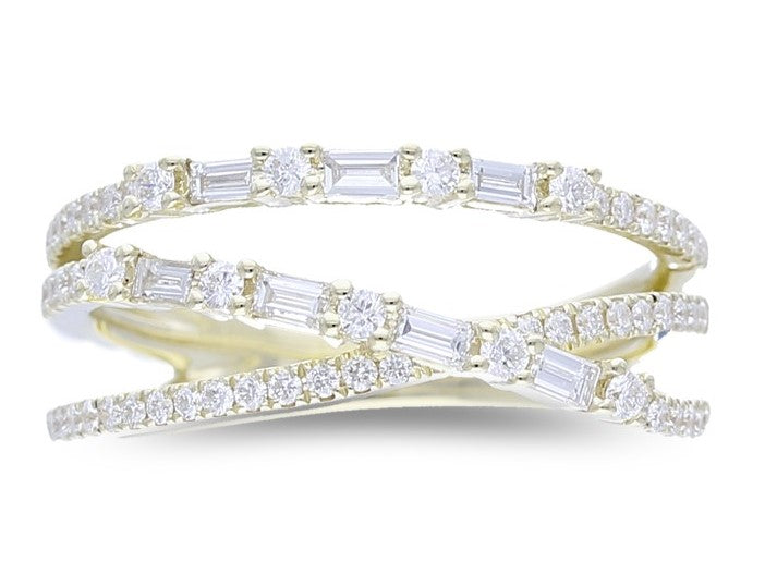 3 ROW DIAMOND CRISS CROSS RING