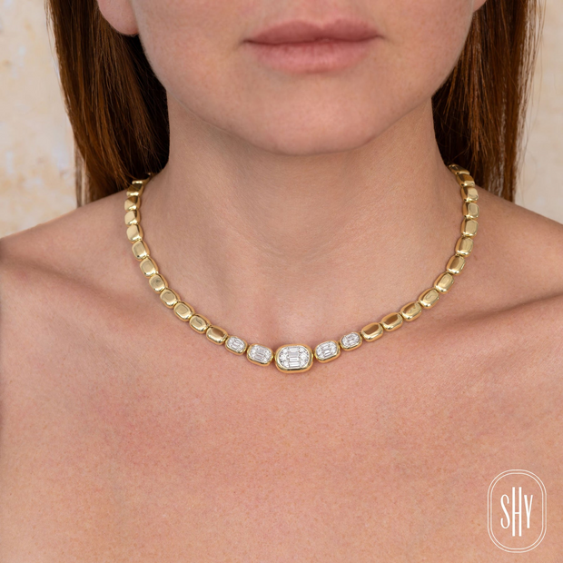 Shy Creation - 1.15Ct Diamond Baguette Necklace