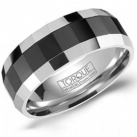 CROWN RING- TUNGSTEN WITH BLACK CERAMIC WEDDING BAND