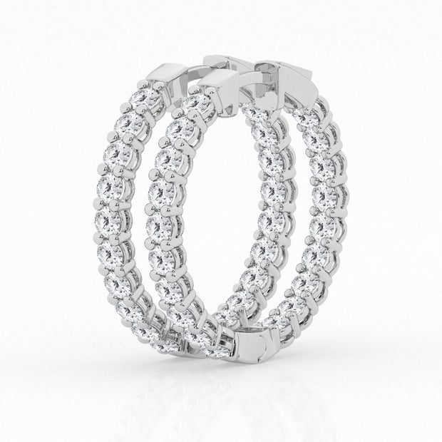 Diamond In & Out Hoop Earrings - 3 Ct