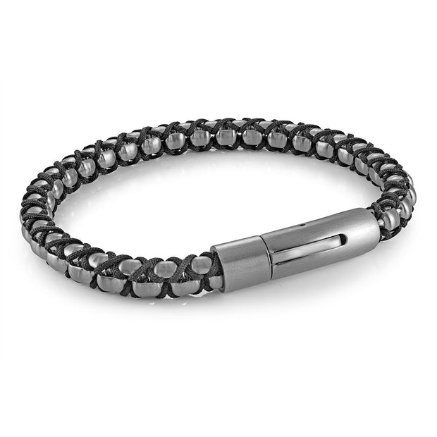 Box Chan Link with Black Cord Bracelet