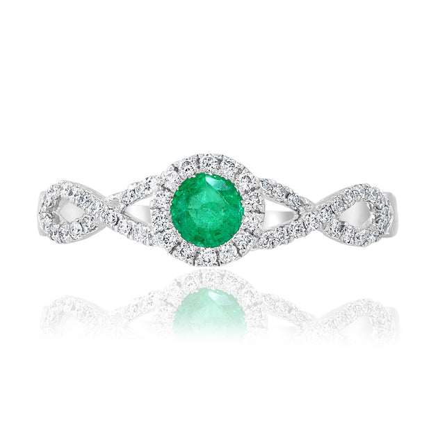 Emerald & Diamond Twist Ring