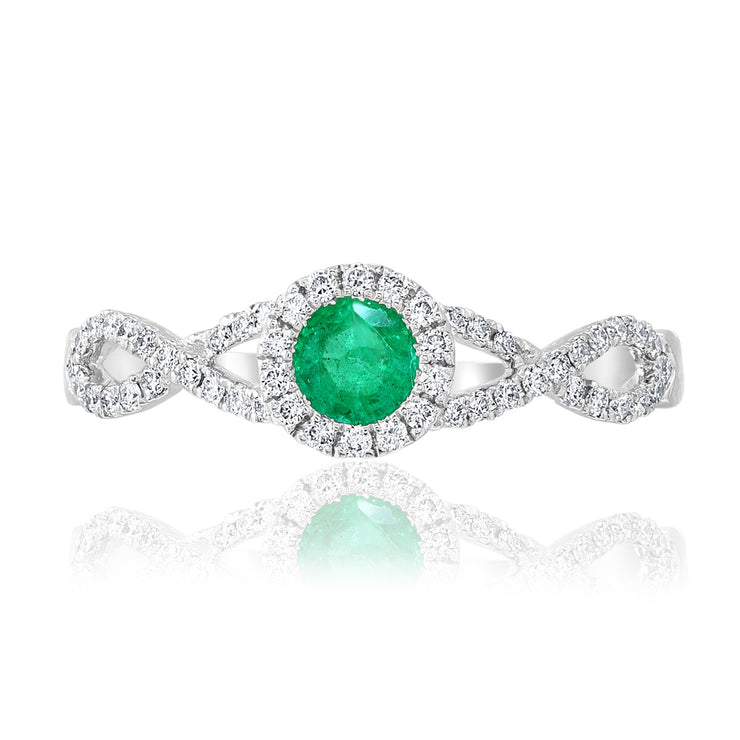 Emerald & Diamond Twist Ring