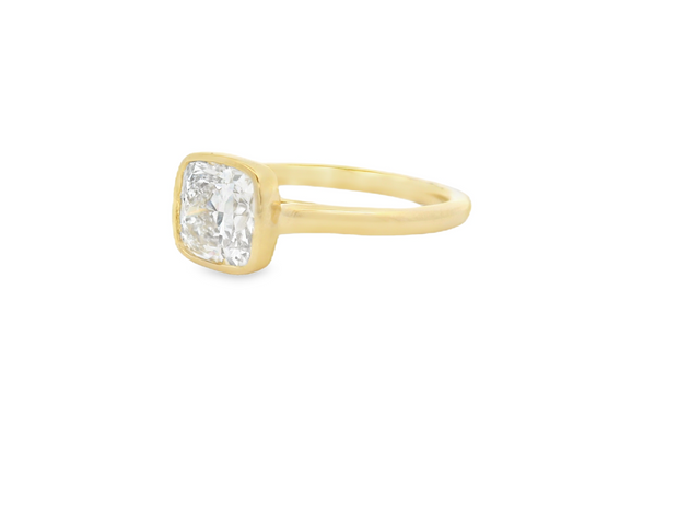 Bezel Set Diamond Solitare Engagement Ring - 2 Ct Square Cushion