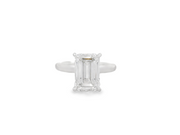 Diamond Solitaire Engagement Ring - 4 Ct Emerald Center