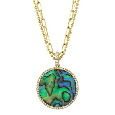 Shy Creation - Abalone Shell & Diamond Pendant