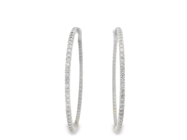 Diamond In & Out Hoop Earrings - 2 1/3 Ct