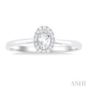 Oval Shape White Topaz & Halo Diamond Ring
