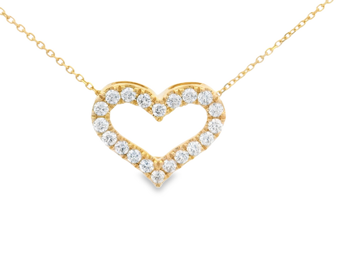 Shared Prong Set Open Heart Diamond Pendant