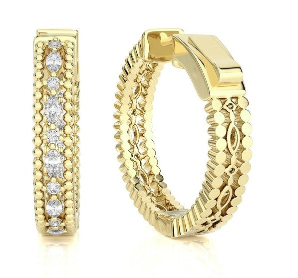 Marquise Diamond Hoop Earrings