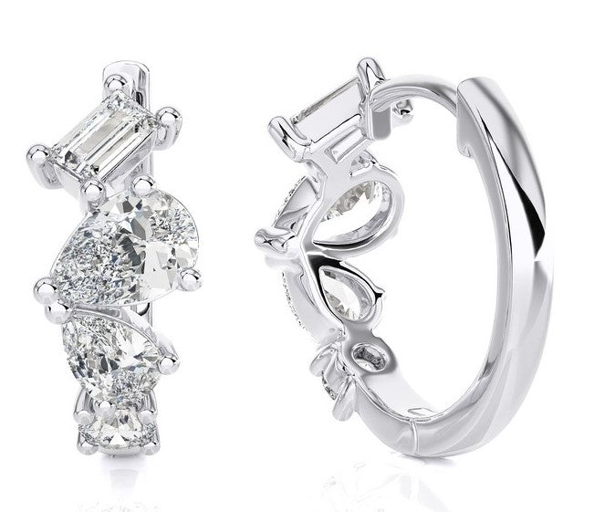 Multi Shape Diamond Hoop Earrings
