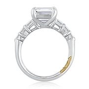 A. JAFFE - Classic Four Prong Emerald Cut Diamond Flanked Engagement Ring