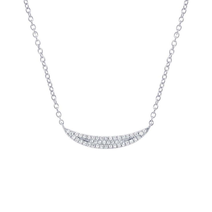 SHY CREATION - WHITE GOLD SMALL DIAMOND PAVE CRESCENT NECKLACE