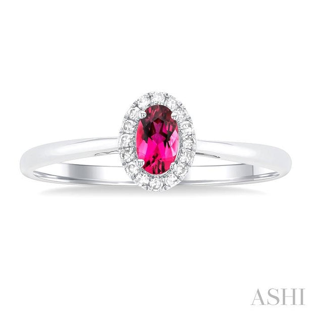 Oval Shape Pink Tourmaline & Halo Diamond Ring