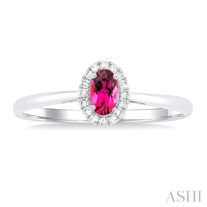 Oval Shape Pink Tourmaline & Halo Diamond Ring