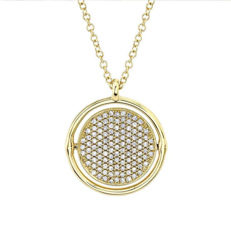 SHY CREATION - YELLOW GOLD DIAMOND PAVE CIRCLE NECKLACE