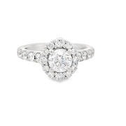 Diamond Halo Engagement Ring - 1 1/2 Tcw