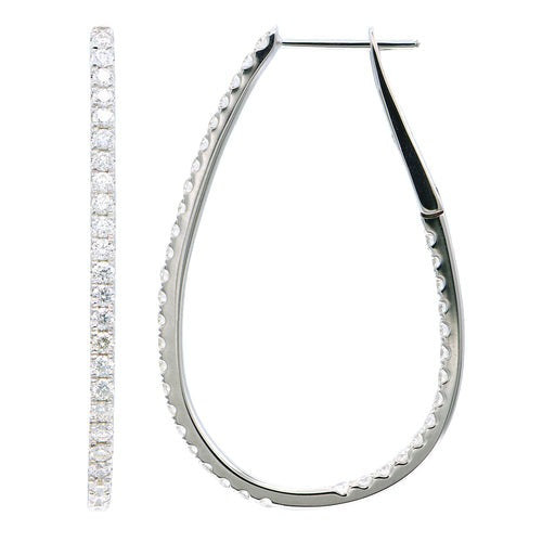 Teardrop In & Out Diamond Hoop Earrings