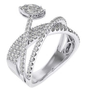 Diamond Criss Cross Wide Band Ring