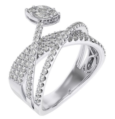 Diamond Criss Cross Wide Band Ring