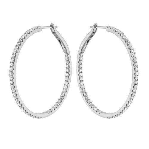 Pave Diamond In & Out Hoop Earrings - 1 Ct