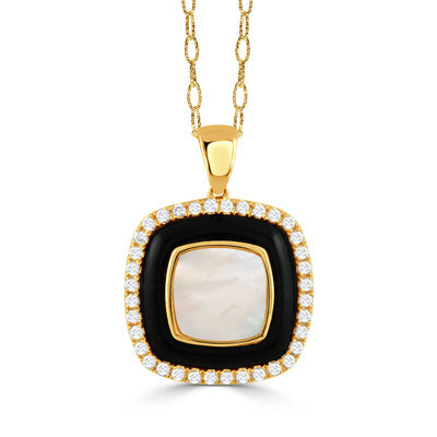 Black Onyx & White Mother Of Pearl Pendant