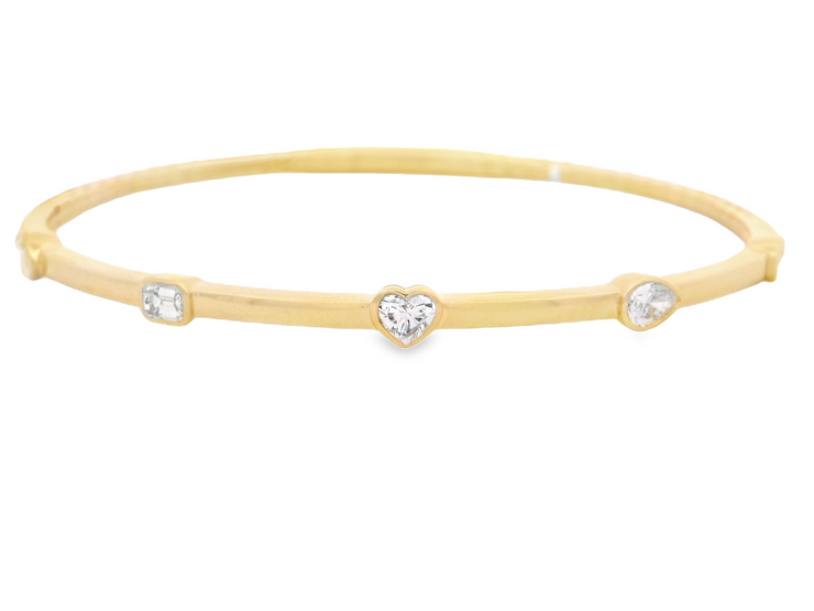Stationed Various Shape Diamond Bangle Bracelet