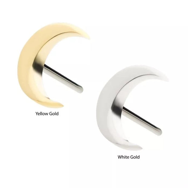 White Gold Moon Threadless Top Post Earring