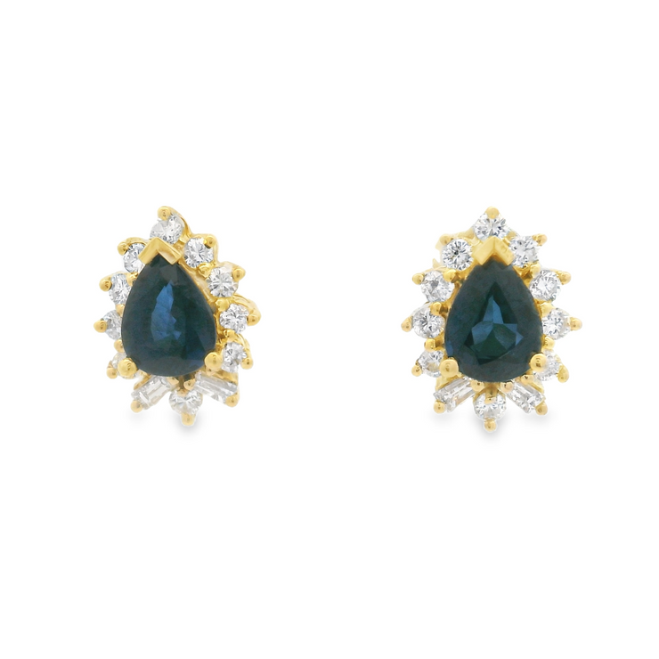 Pear Shaped Sapphire & Diamond Earrings