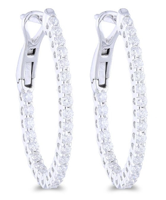 Oval Diamond In & Out Hoop Earrings - 2/3 Ct