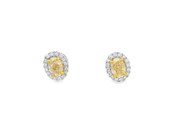 Oval Yellow Diamond Earrings