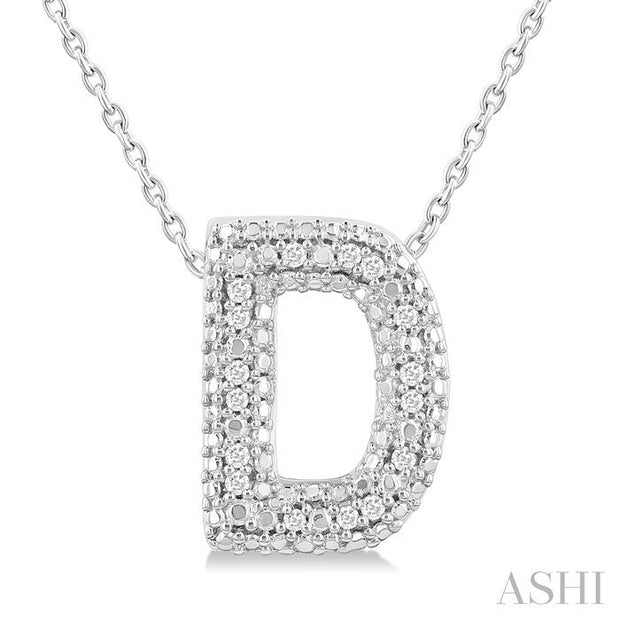 Silver Bubble 'D' Initial Diamond Pendant