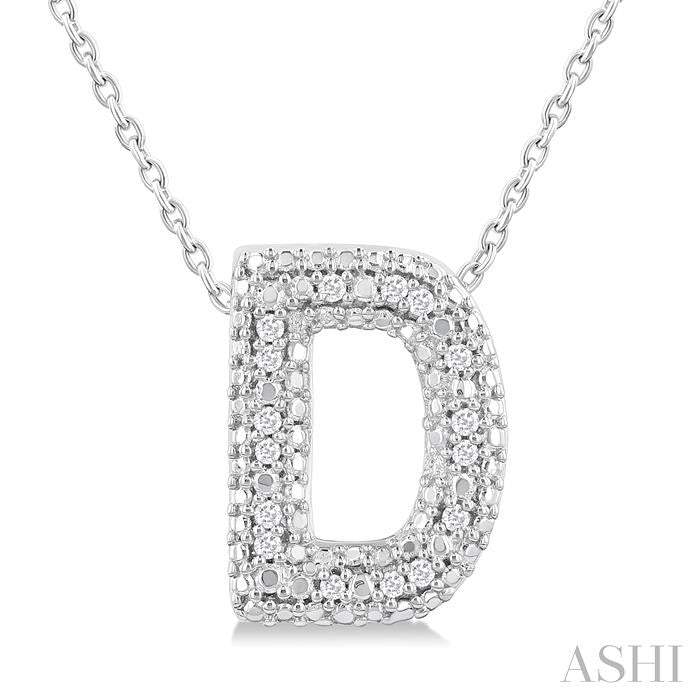 Silver Bubble 'D' Initial Diamond Pendant