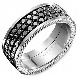 CROWN RING – MENS BLACK DIAMOND WEDDING BAND