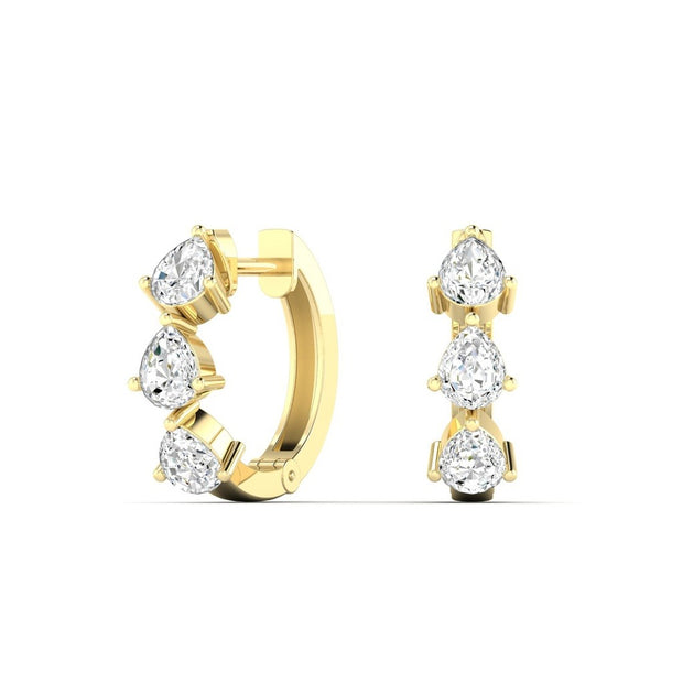 Pear Diamond Huggie Hoop Earrings